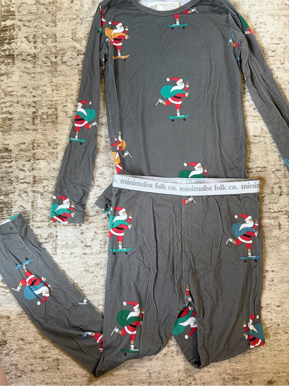5Y - Kids' Grey Santa Skate Pajama Set - Minimalist Folk Co.